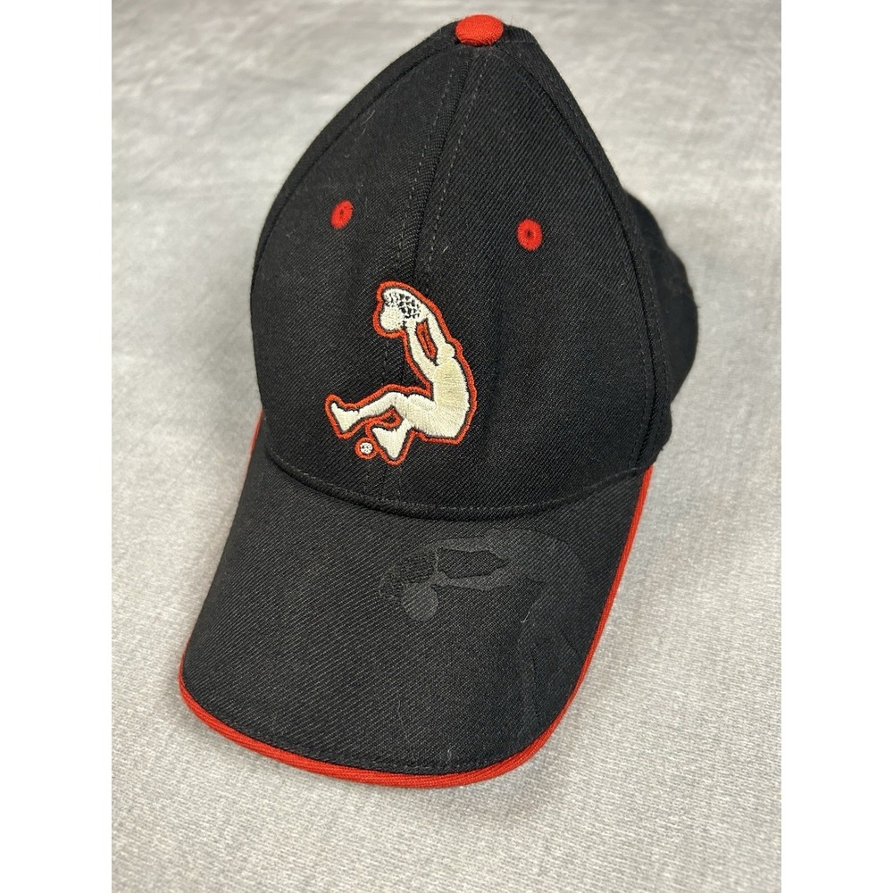 Shaq Basketball Hat Black Red Dunk Logo Embroidered Flex Fit Cap One Size